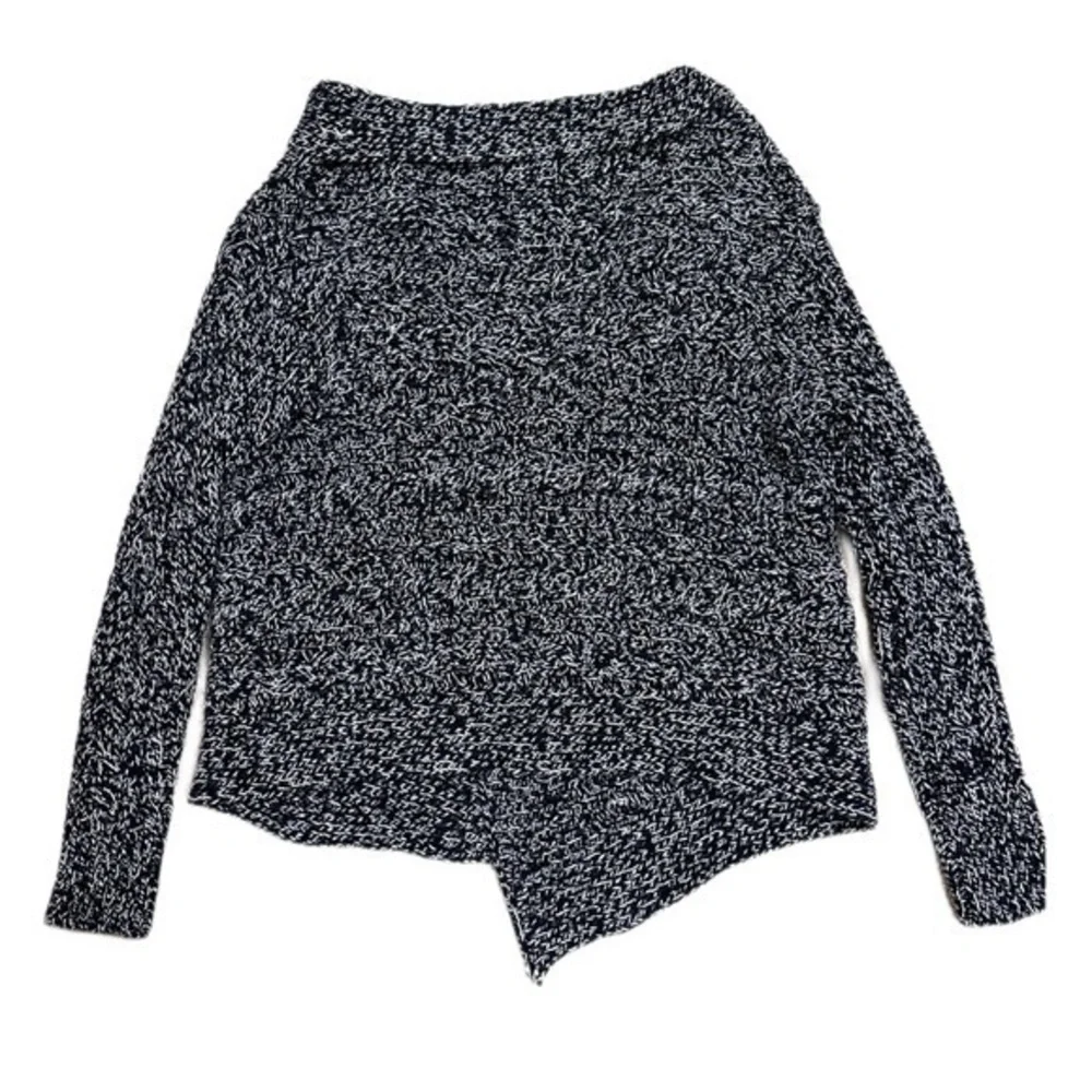 Ralph Lauren Girls Marled Knit Asymmetrical Draped Cardigan Navy White L 12/14‎